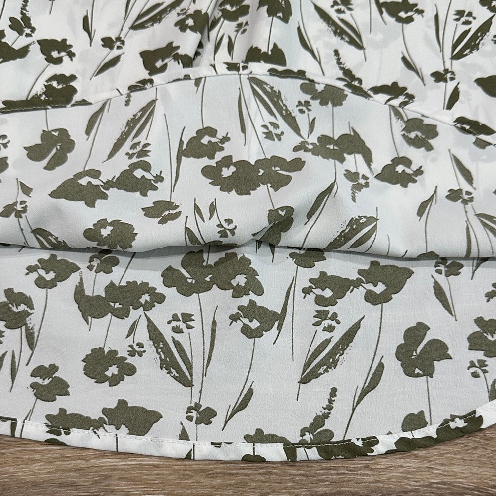 Monday Fun Floral Print Sleeveless Camisole in Olive on White - Picture 7 of 10